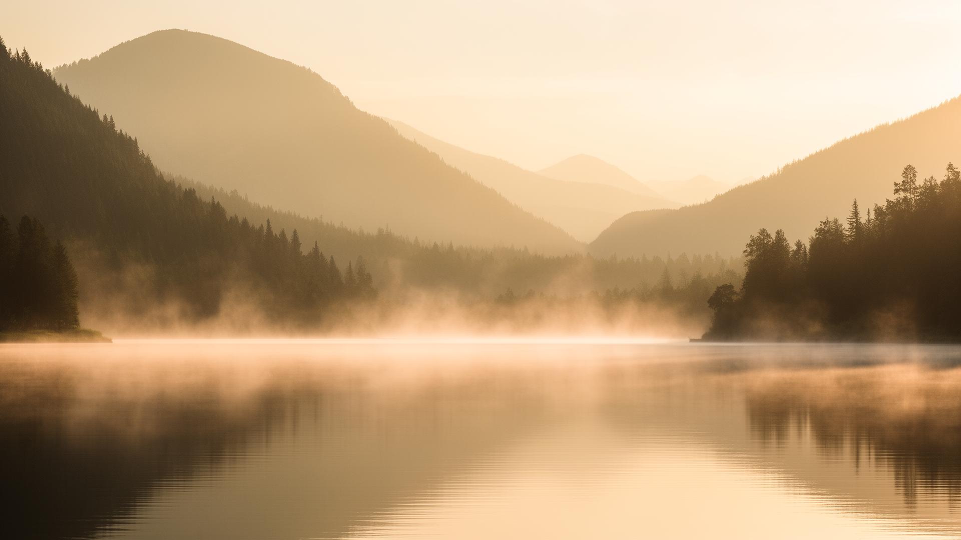 Mistig bergmeer bij zonsopkomst — symbool voor een retraite